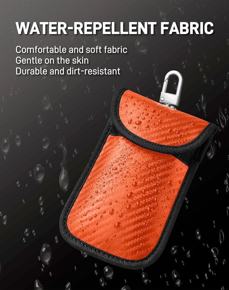 Vammcht Upgraded Faraday Bag for Key Fob (2 Pack), Premium Faraday Key Fob Protector– Car RFID Signal Blocking, Car Security Protection, Anti-Theft Pouch, Anti-Hacking Case Blocker Orange - Image 4